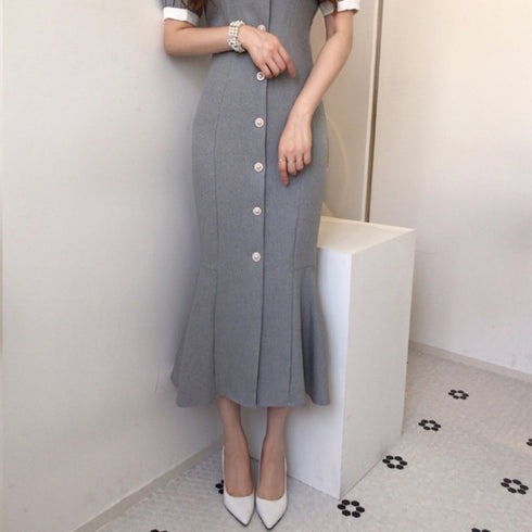 グレーレディロングワンピ